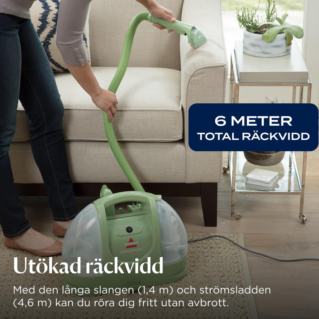 BISSELL Little Green, Dammsugare Tvätta Mattor, Mattvätt för Dagliga Fläckar och Smuts, Kraftfull Klädseltvätt, Våtdammsugare för Mattor, Bilar, Soffor, Madrasser och Mer, Kraftfull 340W Motor, 4098N