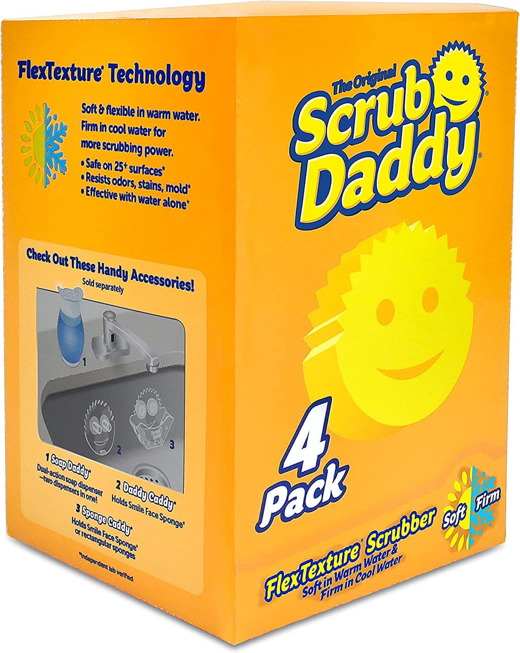 Scrub Daddy The Original Smiling Scrubbers Rengöringssvampar, Gul, Paket med 4