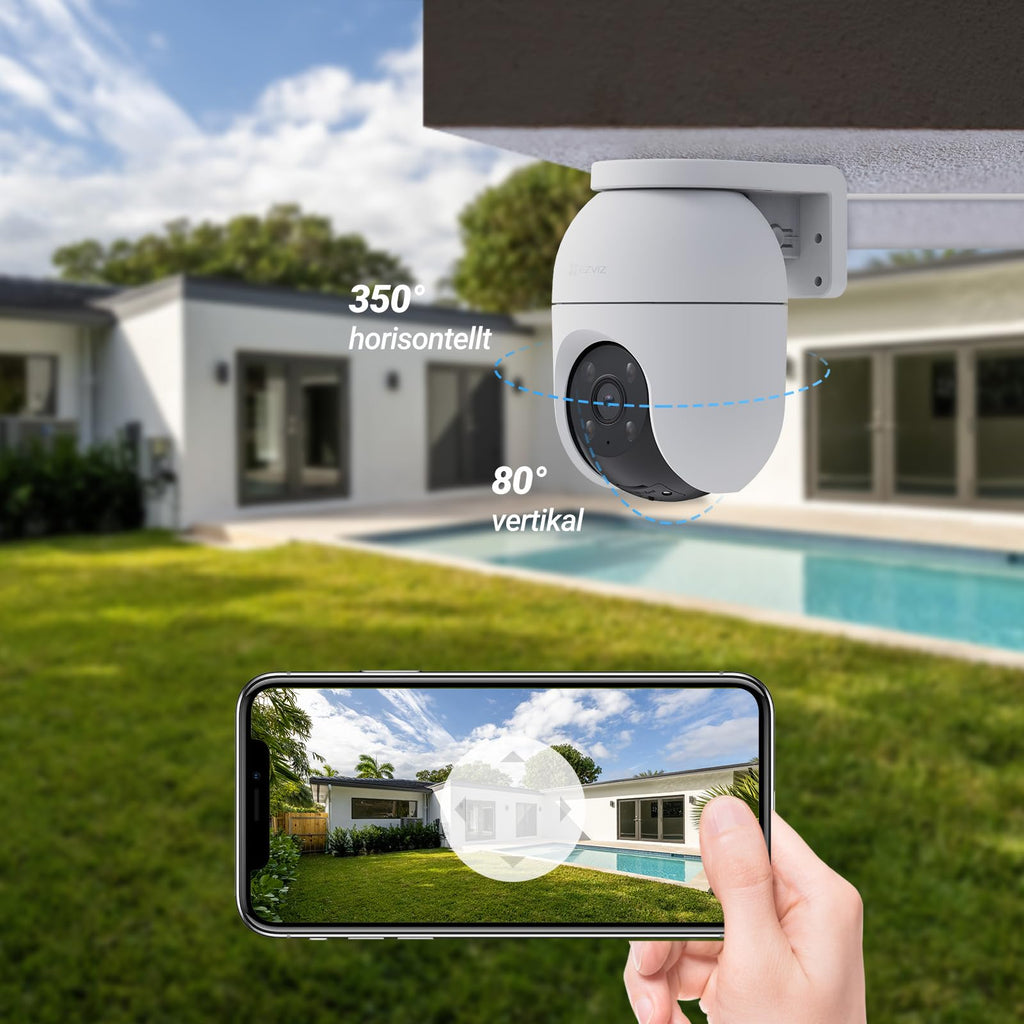 EZVIZ C8c 2MP 360° övervakningskamera Utomhus Wifi, Kamera övervakning PTZ, Color Night Vision, AI Persondetektering, Auto Zoom Tracking, Tvåvägsljud, Siren, Alexa/Google, Security Camera Outdoor