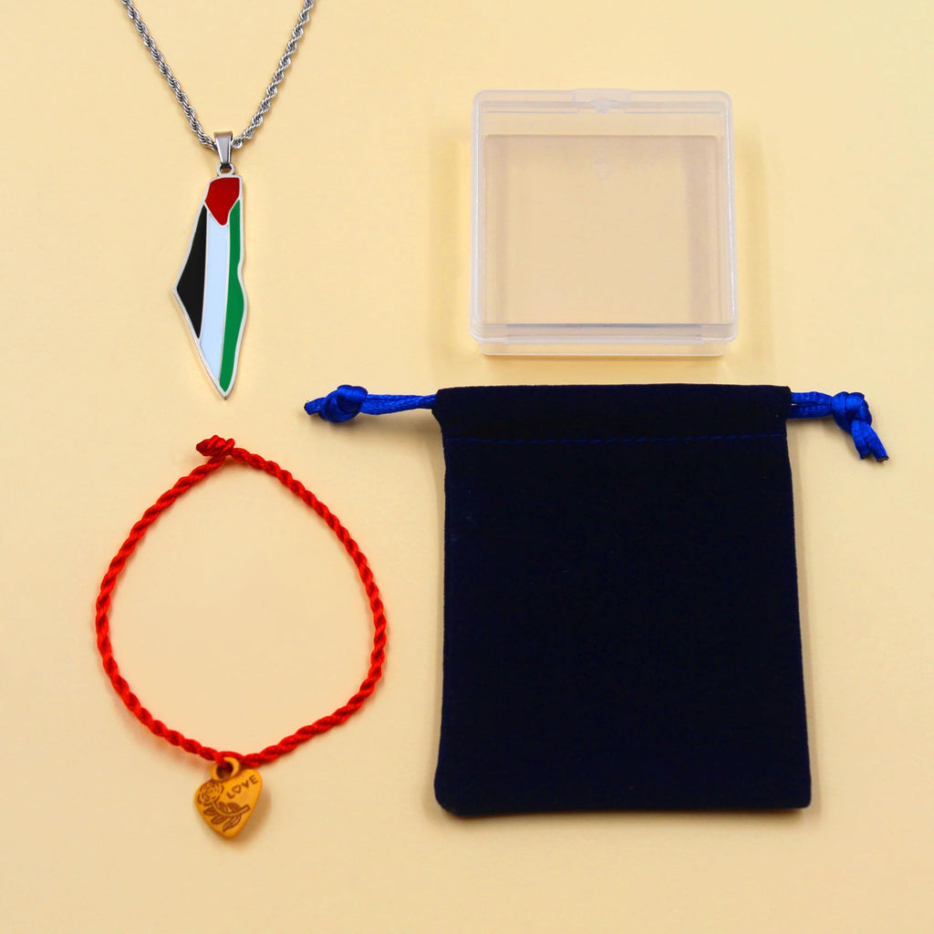 Palestina Flagghalsband, Guldpläterad Emaljhänge, Arabisk Stolthet Smycke, Rostfritt Stål Palestinskt Souvenir, Patriotiska Halsband för Män och Kvinnor Y5140