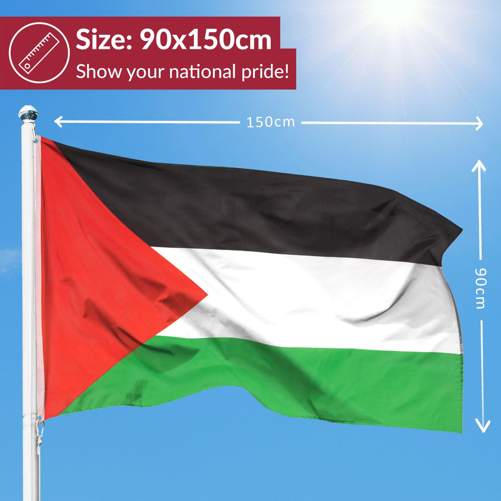 aricona flaggor – Palestinas flagga med 2 metallöljetter, väderbeständig – palestinsk flagga 90 x 150 cm, fyra färger