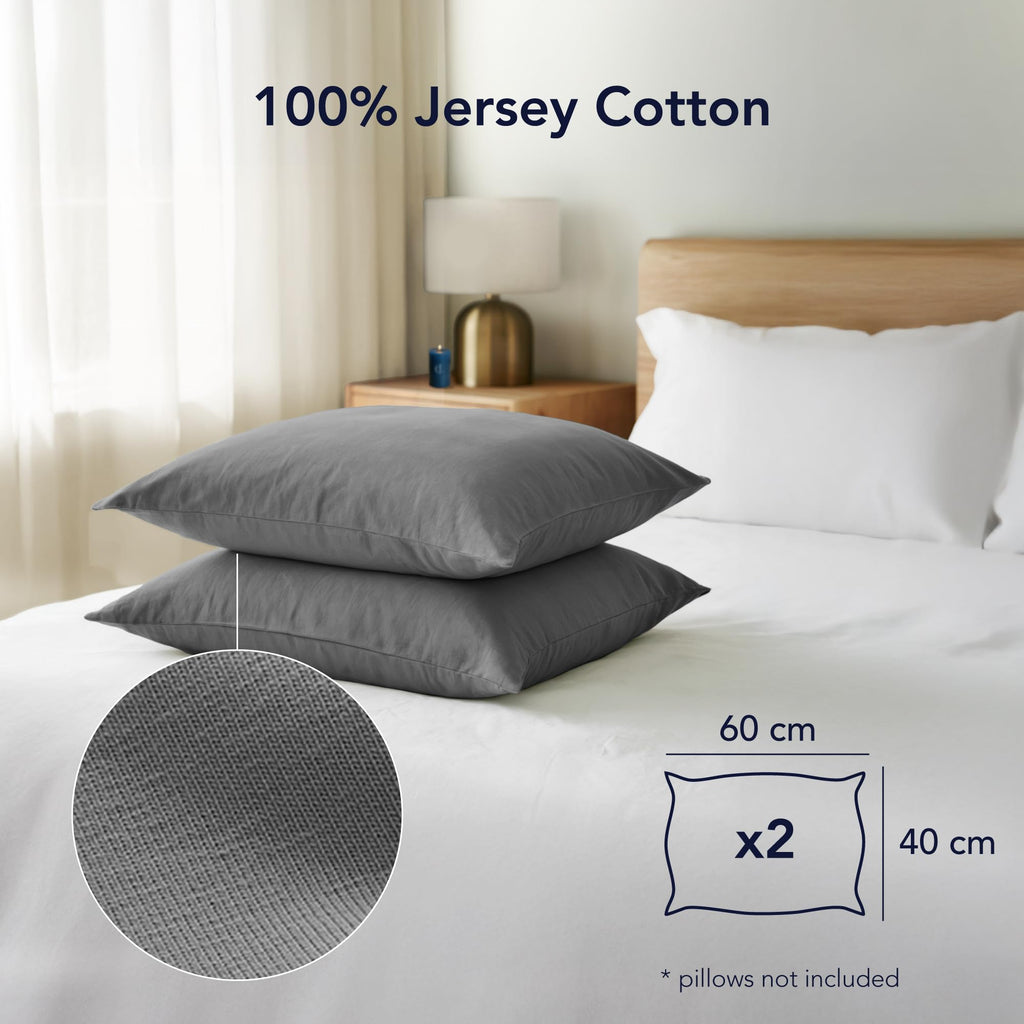 Dreamzie Örngott 40 x 60 cm (set om 2) 100% Bomull Jersey 150 GSM - Anthracite - Örngott 40 x 60 cm Bomull - Slitstarkt och Allergivänligt Kuddfodral för Kudde