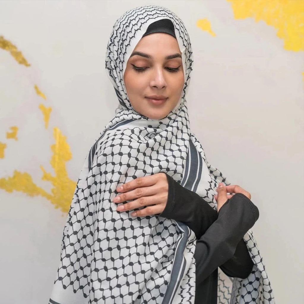 Palestina sjal arabisk keffiyeh, Palestina Keffiyeh, Palestina hijab halsduk för kvinnor, ventilerande arabiska palestina huvuddukar, chiffonghalsduk Palestine Keffiyeh, muslimskt tryckt