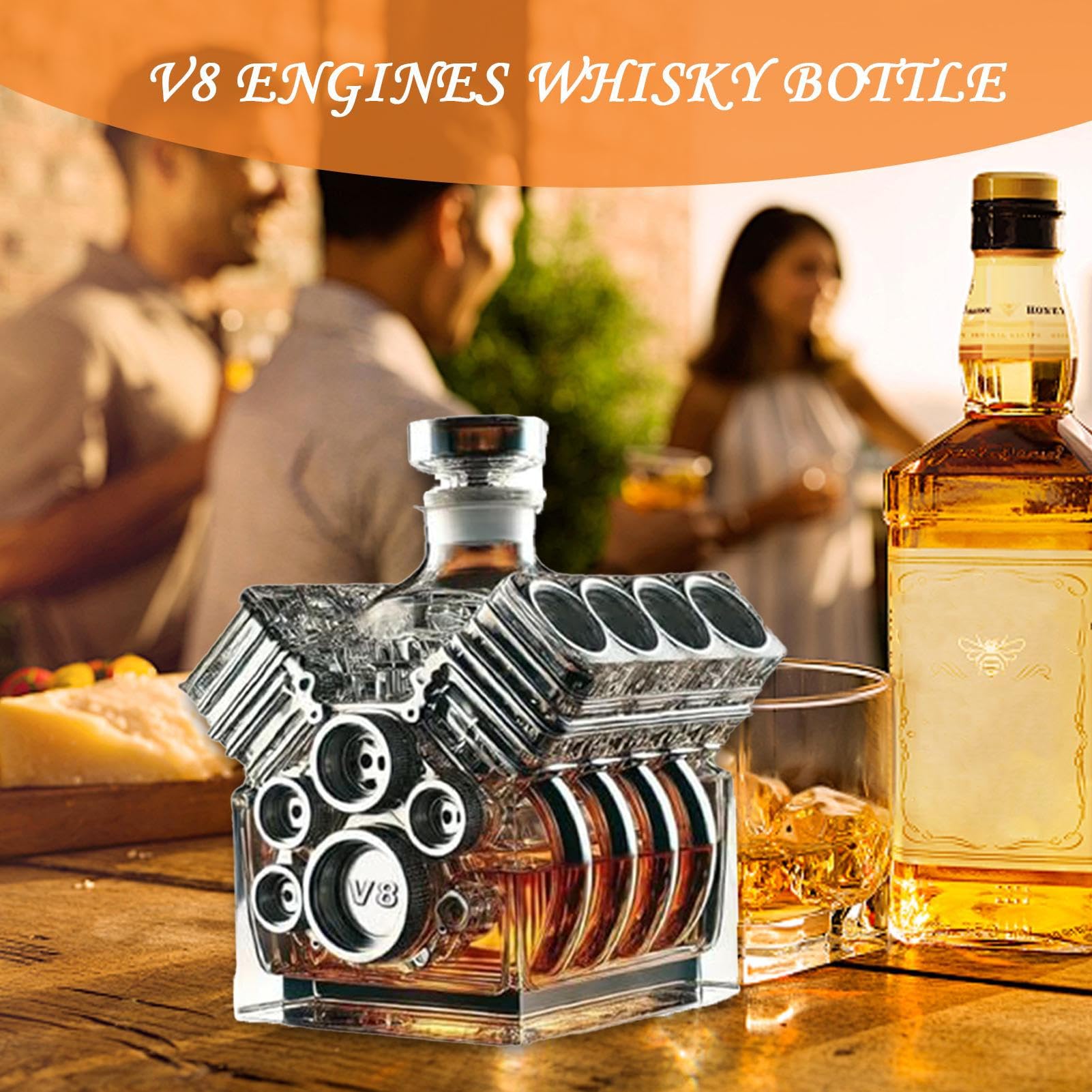 Decanters for Alcohol, Whisky Decanter, V8 Motorer Formar Alkohol Decanter Bottle, Vin Dispenser Home Bar Decoration for Kitchen Restaurant vardagsrum