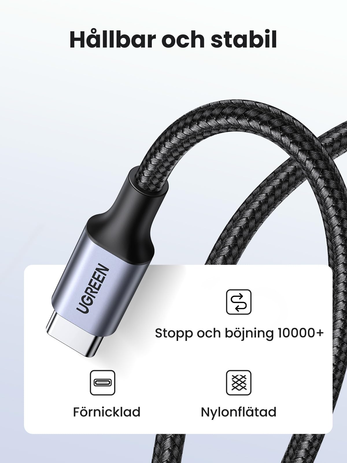 UGREEN 60 W USB C-kabel PD 3.0, PPS Ladekabel kompatibel med iPhone 15 Pro Max Galaxy S25 MacBook Air M2 iPad Pro 12.9 iPad Air 5/Mini 6, Pixel 7 Pro.(1M)