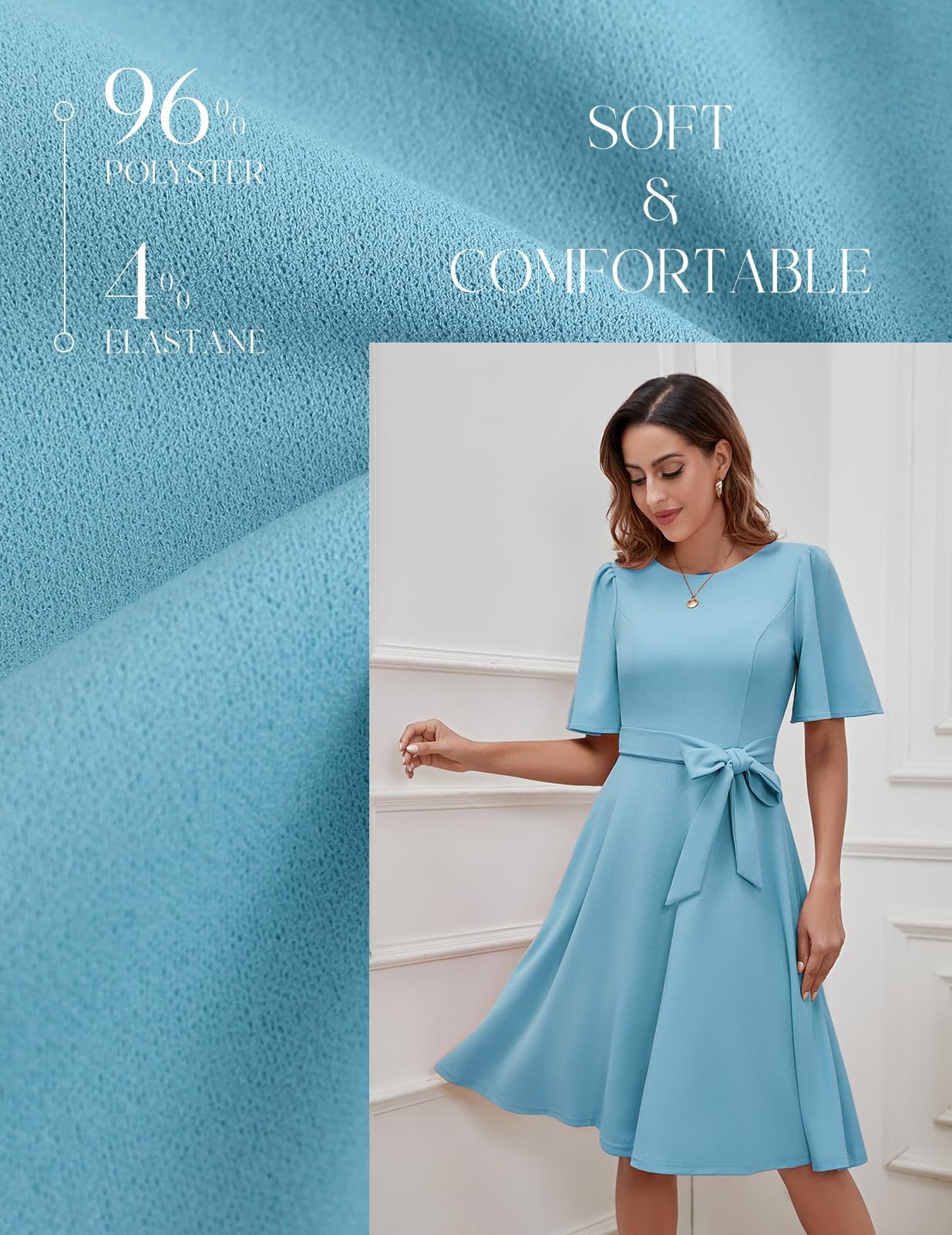 Bbonlinedress kortärmad cocktailklänning för kvinnor, vintage, formell, sedesam klänning för bröllopsgäst, kyrka