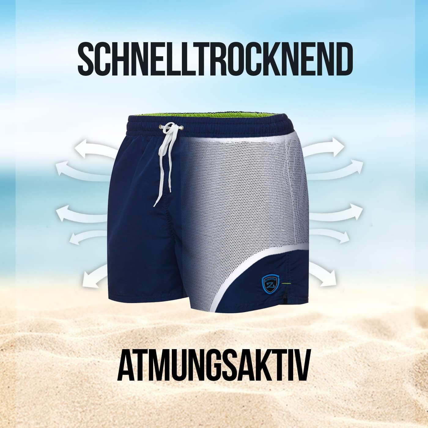 Zagano Badbyxor för män, snabbtorkande badshorts för pojkar, simbyxor, boardshorts, korta/långa sportbyxor, S–6XL, tillverkade i EU