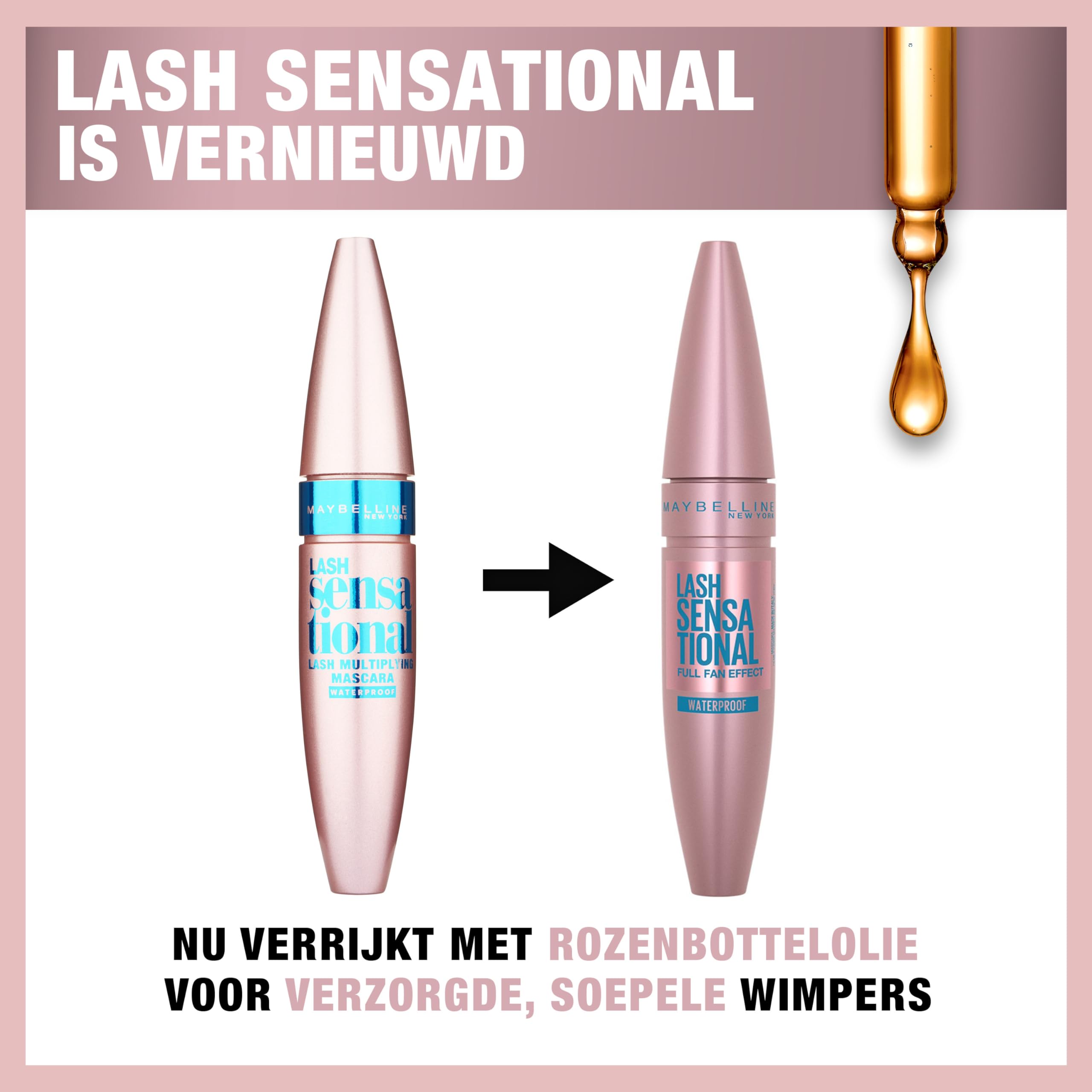 MAYBELLINE NEW YORK, volymmascara, Lash Sensational Waterproof Mascara, 9,4 ml