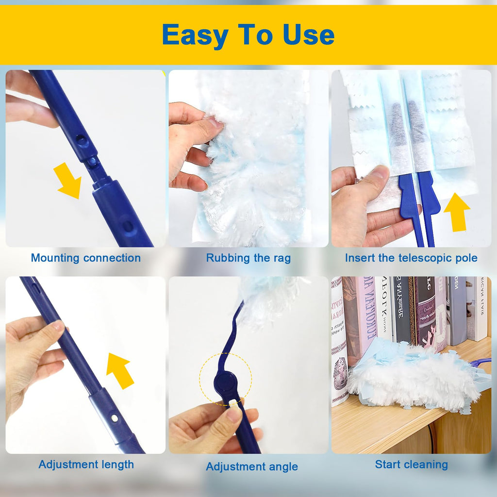 52 stycken dammmagneter, påfyllningspaket kompatibel med Swiffer dammmagnet, engångsdammvippa kompatibel med Swiffer Duster med 2 handtag, påfyllningsdammvippa för djurhår, damm, smuts