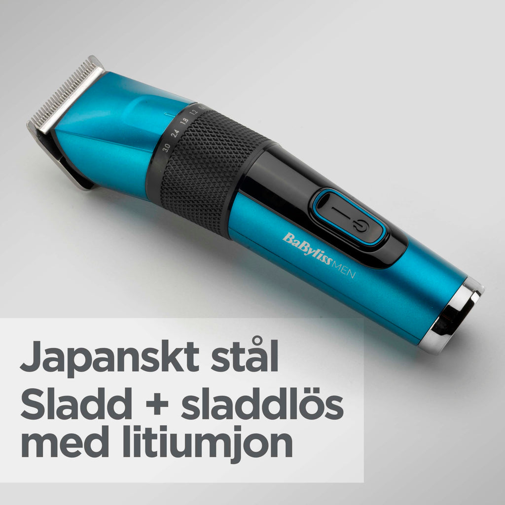 BaByliss Japanese Steel Hårklippare - Litiumbatteri, 160-Minuters Drift, 3-Timmar Fulladdning, Inkluderar Hårt Förvaringsfodral, Svart, E990E