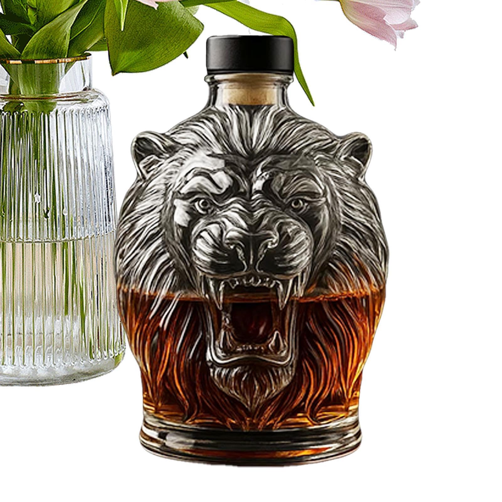 Whiskey Decanter - Wine Decanter - Wine Container - Glass Whiskey Alcohol Decanters Bottle - Liquor Dispenser Decanters Bottle | Animal Profile Liquor Container For Men Father Husband Dad