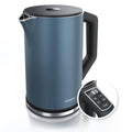 Arendo - Vattenkokare i rostfritt stål med temperaturinställning 40-100 grader i steg om 5 - Dubbelväggsdesign - ELEGANT modell - 1,5 liter - 2200 W - Tekokare med temperaturdisplay - GS - Admiral blå