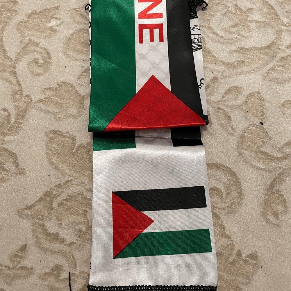 Halsduk med Palestinas flagga, dubbelsidig scarf, Jerusalem, arabisk sjal i siden, scarf för män och kvinnor, för bröllop, högtid, gåvor, Som visat, 53.15inch/135cm