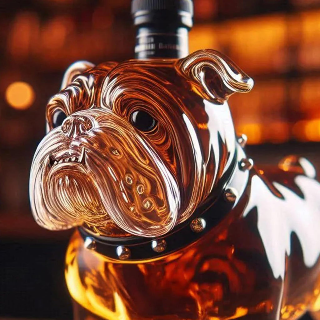 French Bulldog Whiskey Bottle, Large Capacity Liquor Decanter, 5.91 inches, Glass Alcohol Container, Decorative Collectible Design, Ideal for Restaurants, Shelves, Home Display