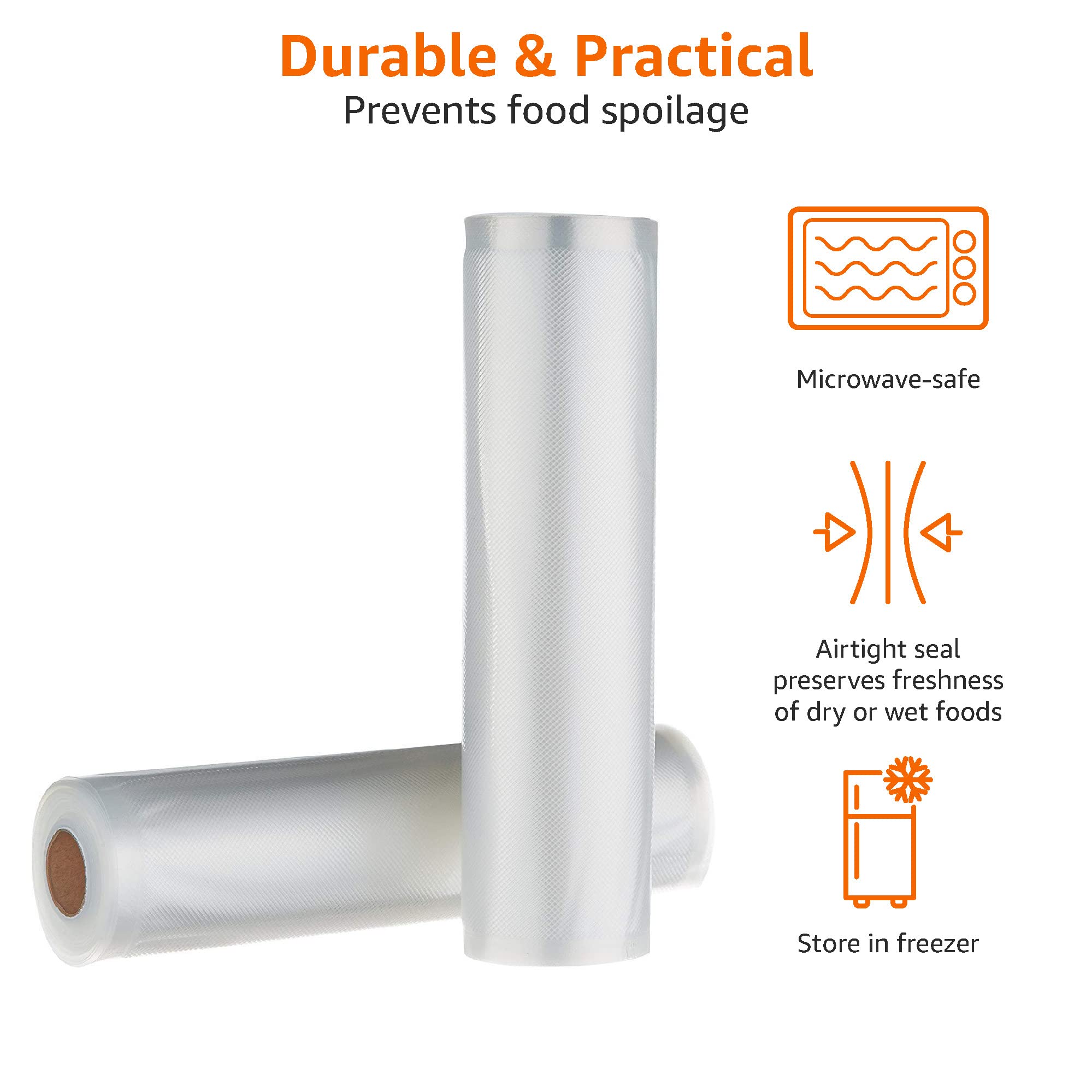 Amazon Basics 22 cm x 500 cm, 2 rullar för vakuumförpackare, plast, klar