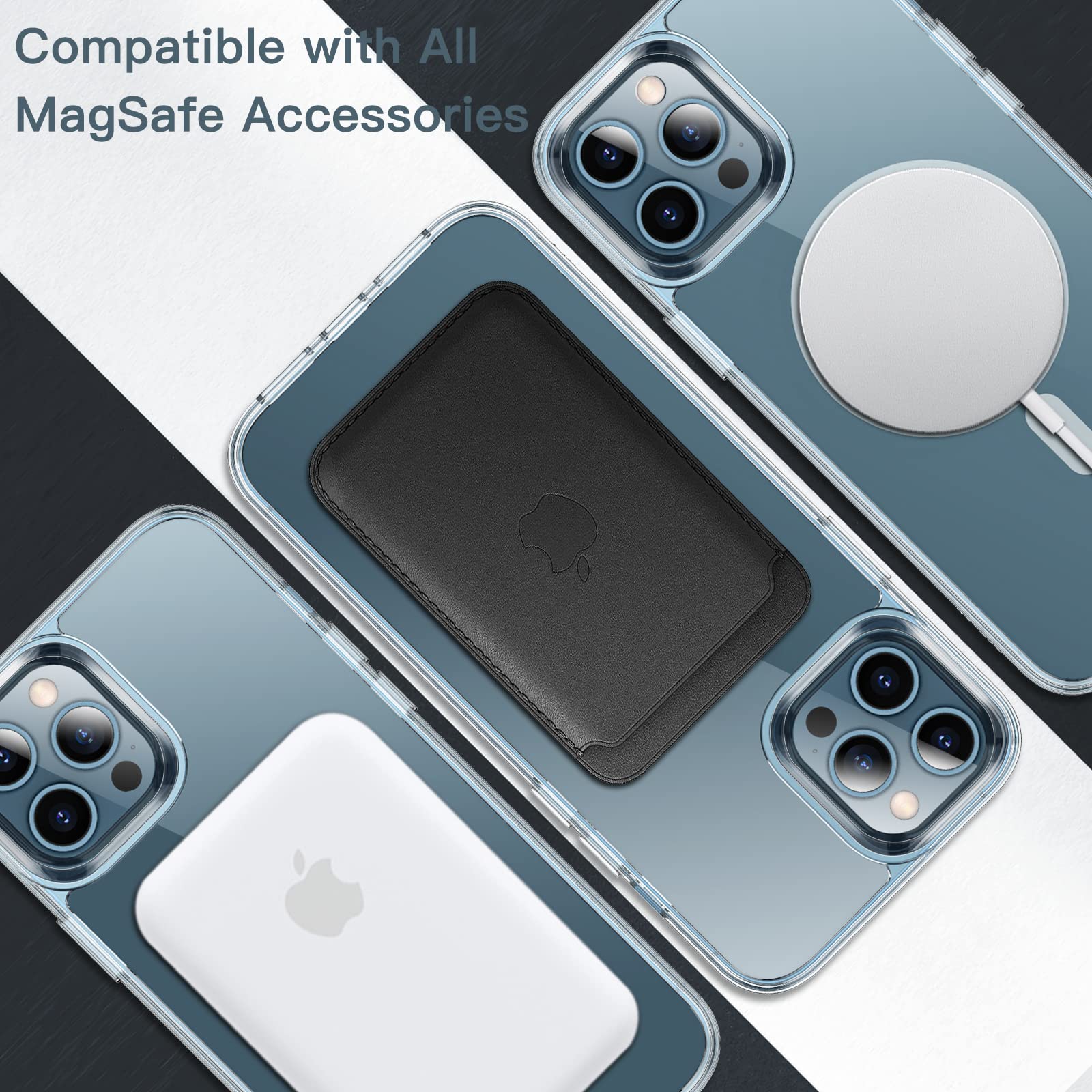 JETech Magnetisk Skal för iPhone 12 Pro Max 6,7 Tum för MagSafe Trådlös Laddning, Stötskyddad Telefon Bumper Case, Repfri Klar Tillbaka (Klar)