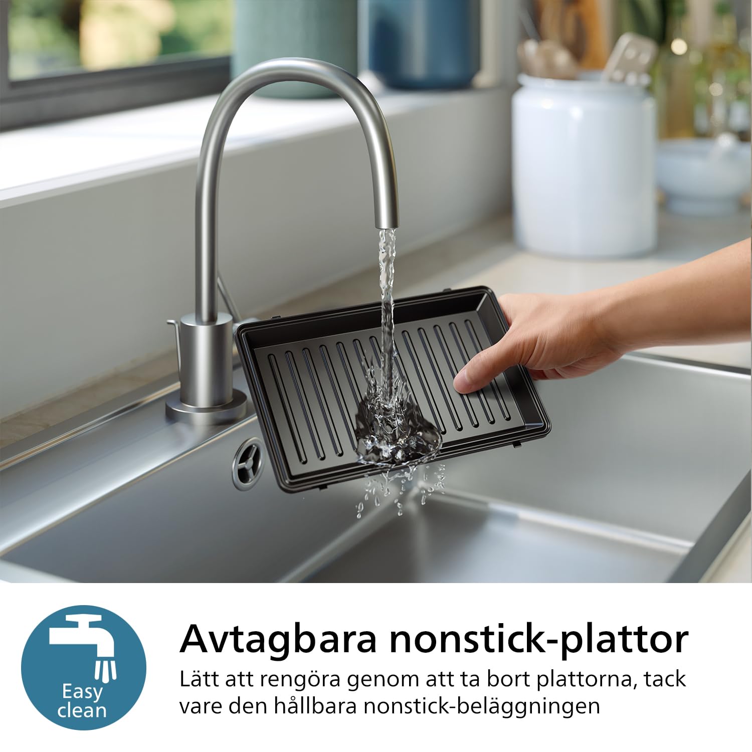 Philips 5000-serien smörgåsmaskin – 3 plattor för paninis, smörgåsar och våfflor. Grillplattor med nonstick. Cut-and-Seal. 750W Effekt. Svart (HD2350/80)