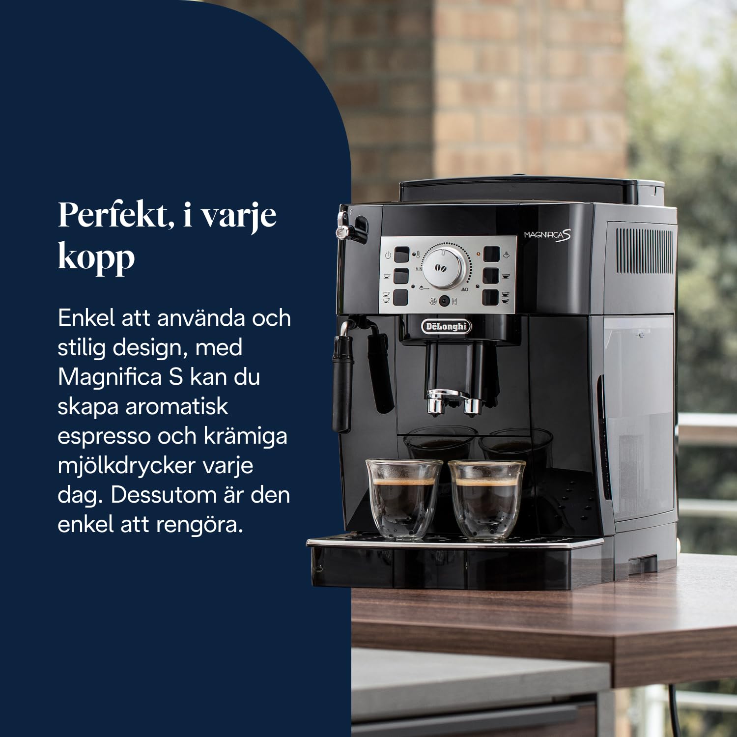De'Longhi Magnifica S, Automatisk Kaffemaskin från Böna till Kopp, Espresso- och Cappuccinomaskin, ECAM22.110.B, Svart