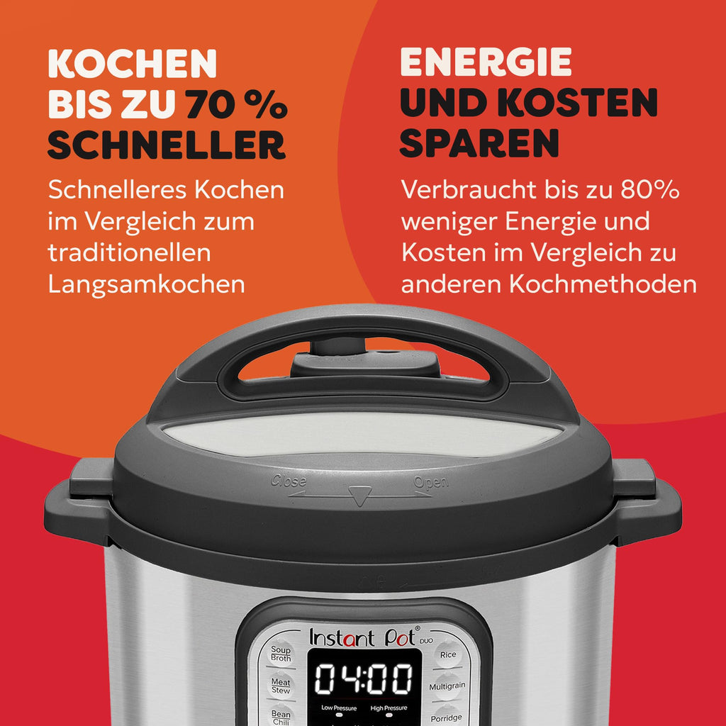 Instant Pot Duo 7 i 1 multifunktionell tryckkokare, riskokare, fritös, yoghurtkokare, ångkokare och värmeplatta - Rostfritt stål - 5,7 L