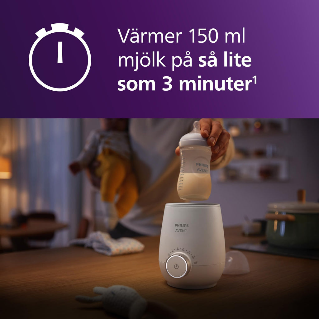 Philips Avent Premium snabb flaskvärmare, smart temperaturkontroll, jämn uppvärmning utan heta punkter, vattenbadsteknik enligt sjukhusstandard, automatisk avstängning och skonsam upptining, SCF358/00