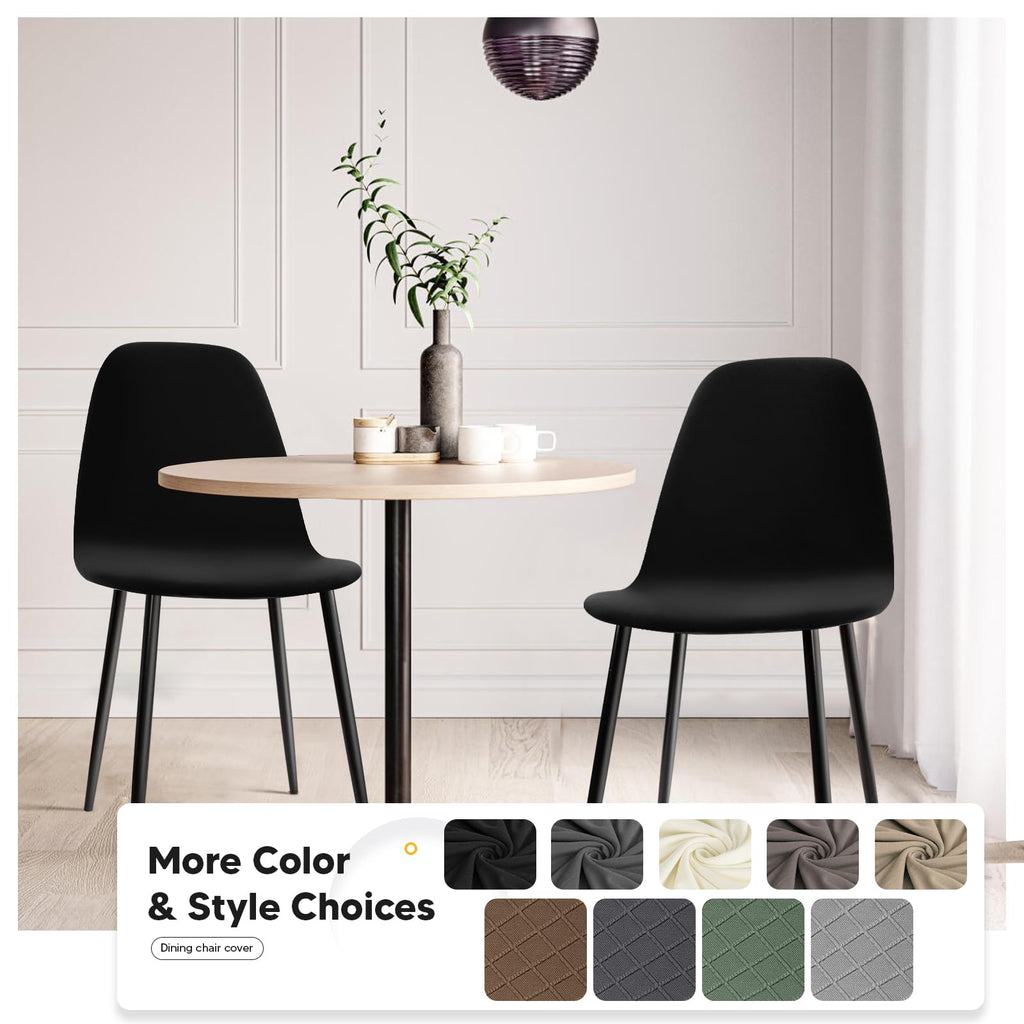 Stolsöverdrag 6 Stycken Stretch Spandex Matstolsöverdrag Skal Matstolsskydd Modern Matstolar Överdrag Avtagbart Tvättbart Stolsskydd för Matsal Kök Hotell Bankett (Svart, 6 Stycken)-KC
