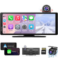 Carpuride Wireless Carplay & Android Auto med Dash Cam - 10,26" HD IPS Touch Car Play-skärm för bil, 4K Front & 1080P Bakre kamera, Loop Recording, Bluetooth Audio, Mirror Link, GPS, Siri
