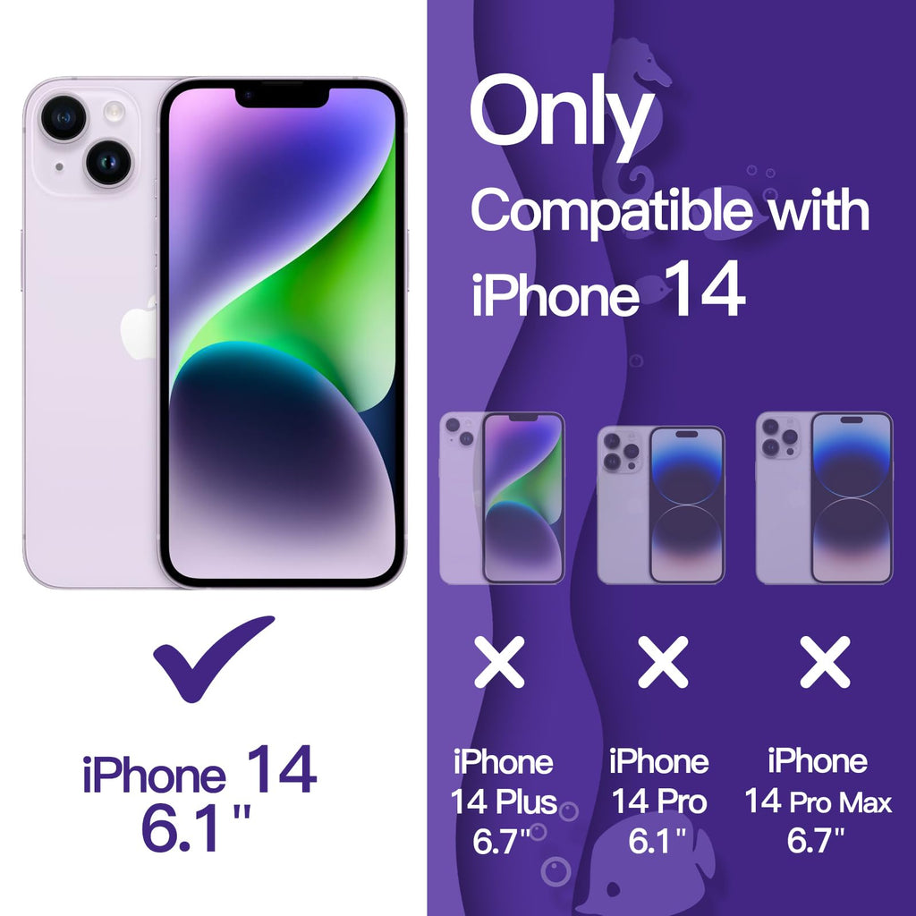 JETech Söt Fodral för iPhone 14 6,1-Tum, Vågformat Lockigt Stötskyddat Mobilskal för Kvinnor och Flickor, Clear Hård PC Baksida (Lila)