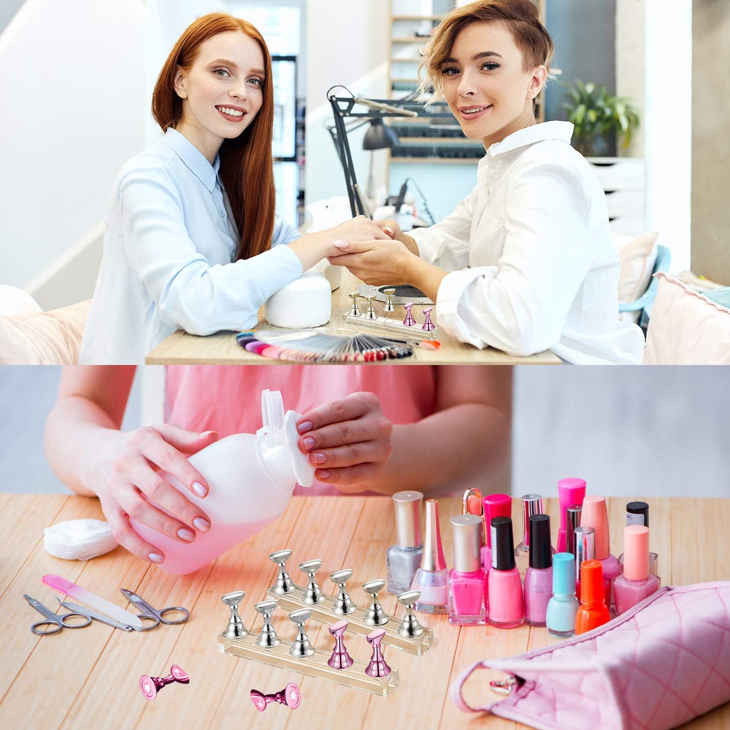 Magnetisk hållare för falska naglar, set med nagelkonstställ, akrylnageldisplay, övningsstativ, hållare för nageltippar, nagelövningsställ, nagelkonststativ för att göra egna naglar, 2 st