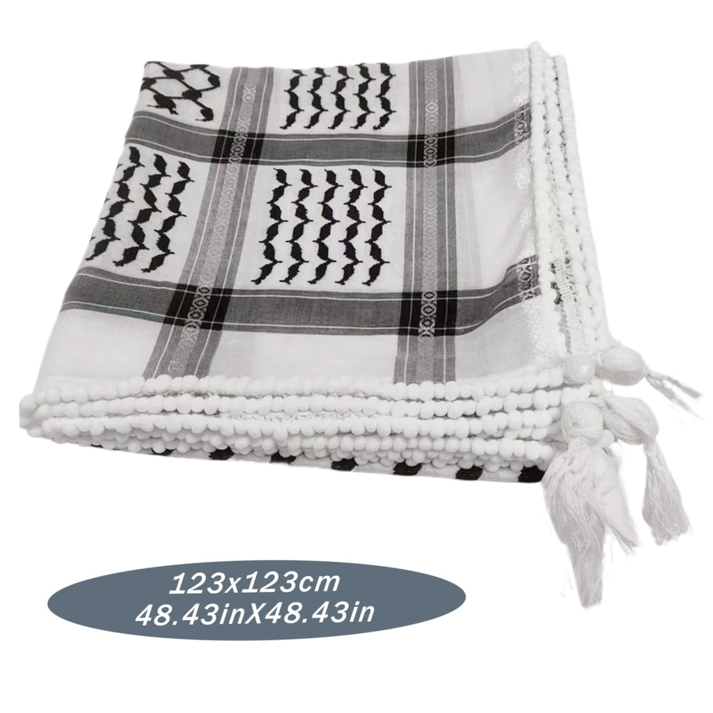 Palestina halsduk 122 x 122 cm Keffiyeh palestina autentisk palestinsk halsduk halssjal bomull Shemagh unisex arabisk huvudduk palestinsk keffiyeh med tofs.