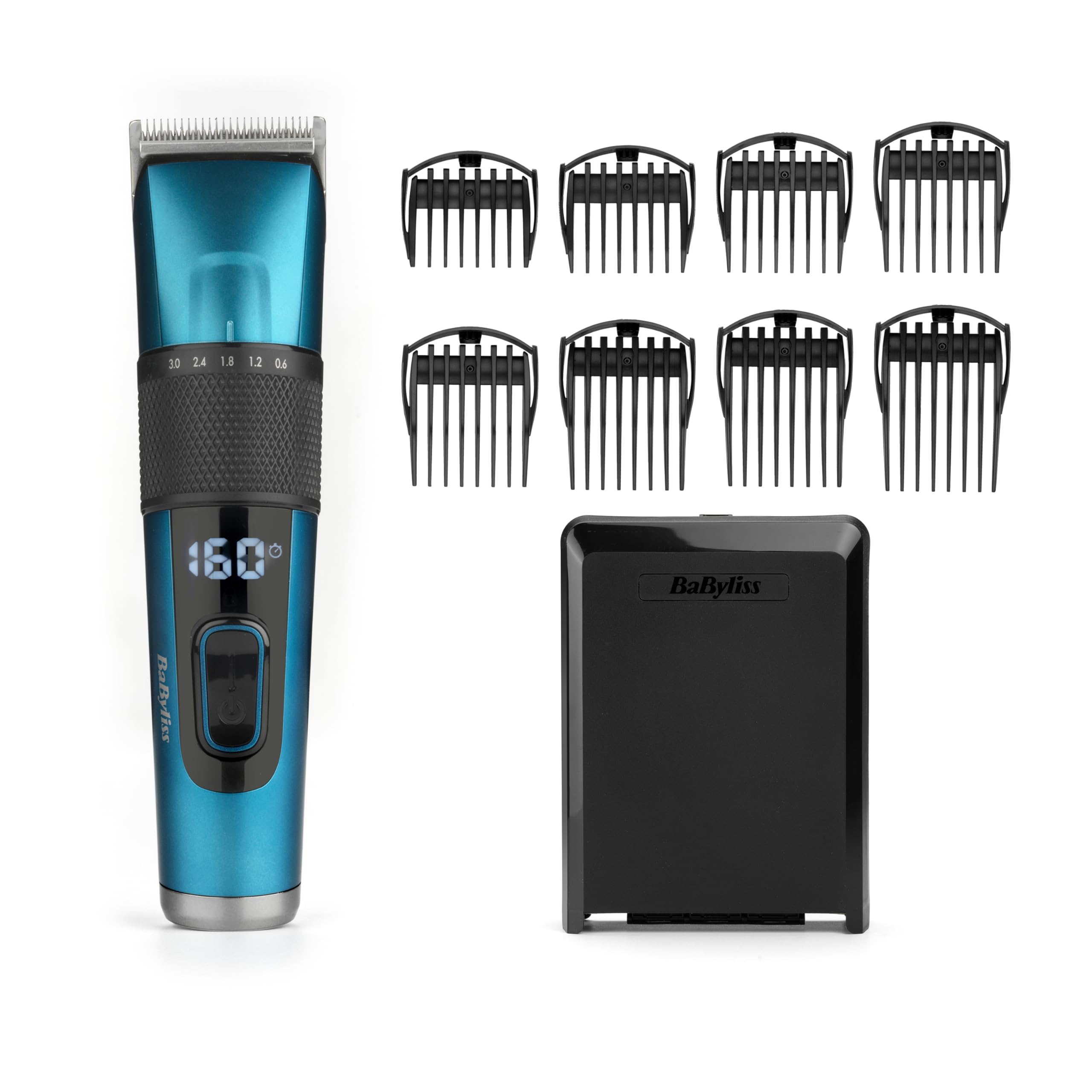 BaByliss Japanese Steel Hårklippare - Litiumbatteri, 160-Minuters Drift, 3-Timmar Fulladdning, Inkluderar Hårt Förvaringsfodral, Svart, E990E