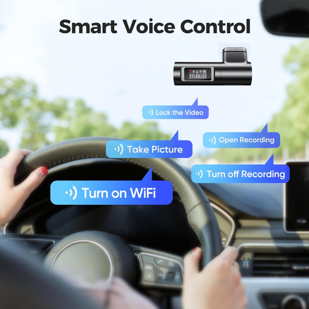 4K Dash Cam Front, Voice Control Car Dashcam, WiFi Dash Camera för bilar, Inbyggd GPS, Bilkamera med WDR Night Vision, 170° vidvinkel, G-Sensor(D500)
