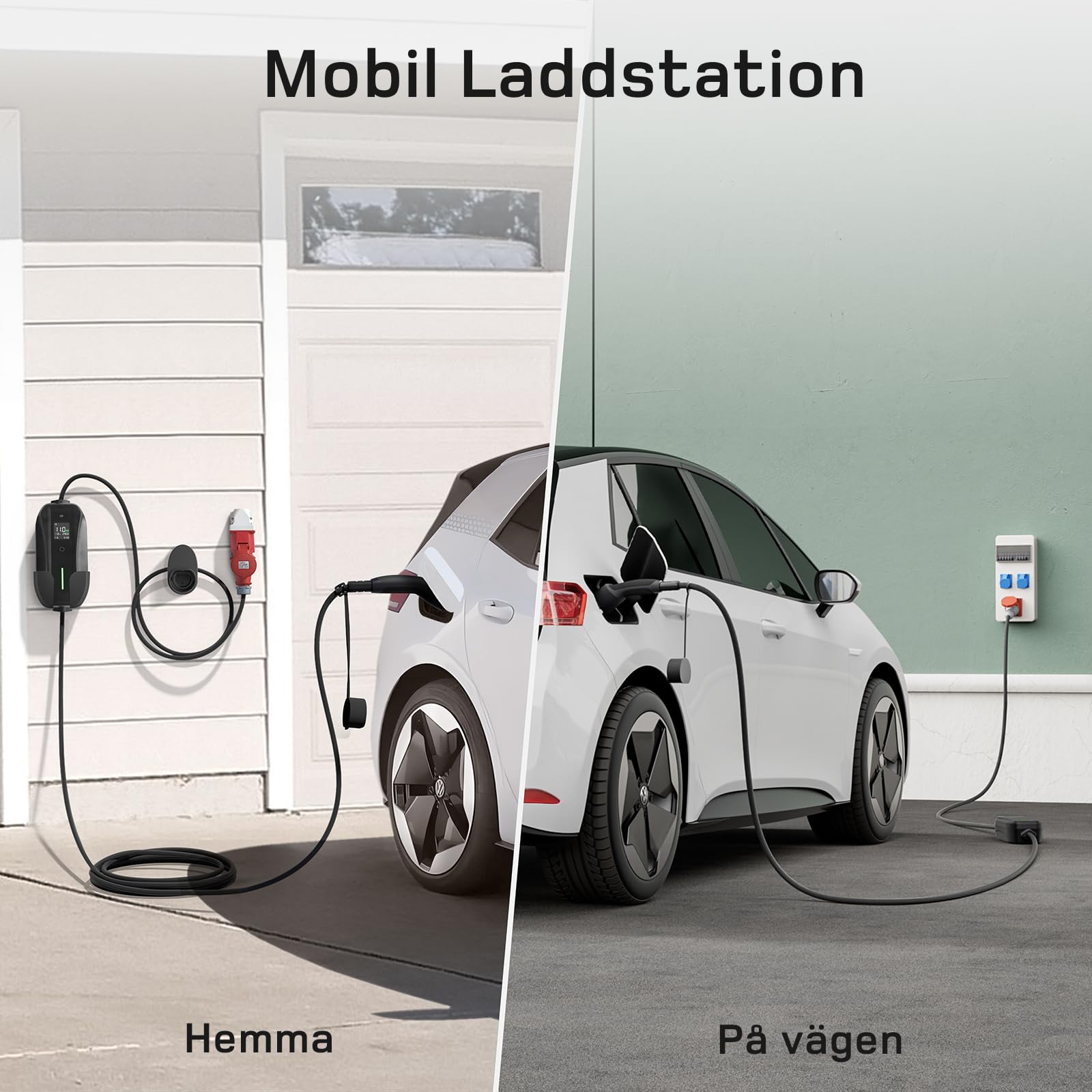 dé elbilsladdare 3 fas [7m,11kW,6-16A] laddkabel elbil Typ 2 Justerbar Ström ev charger 11kW med Timer & Fördröjning, IP65 EV Laddbox för Elbilar & PHEV
