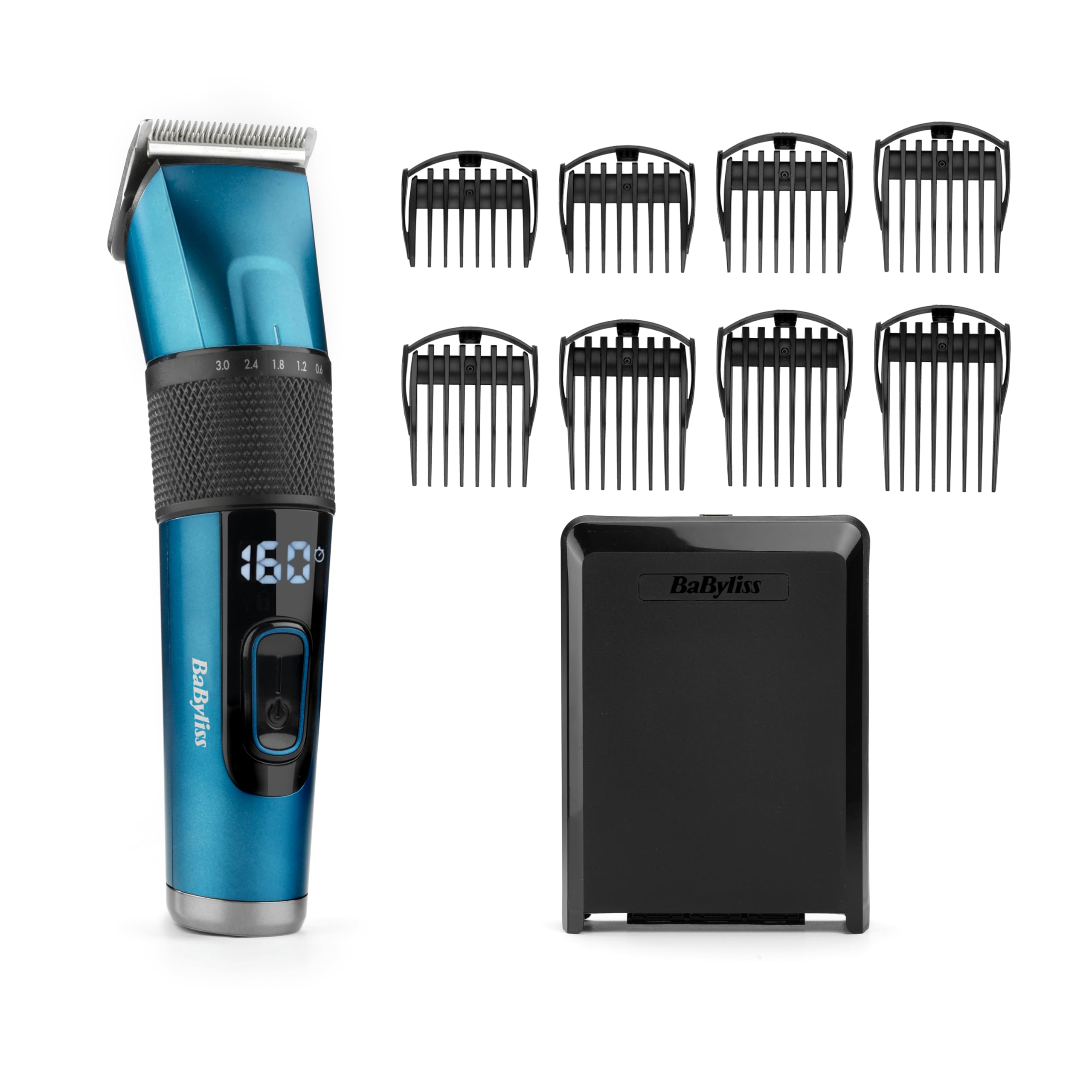 BaByliss Japanese Steel Hårklippare - Litiumbatteri, 160-Minuters Drift, 3-Timmar Fulladdning, Inkluderar Hårt Förvaringsfodral, Svart, E990E