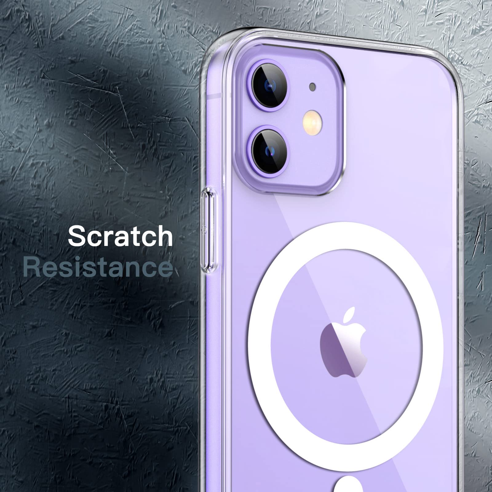 JETech Magnetisk Skal för iPhone 12/12 Pro 6,1 Tum Kompatibel med MagSafe Trådlös Laddning, Stötskyddad Case, Repfri Transparent Tillbaka (Klar)