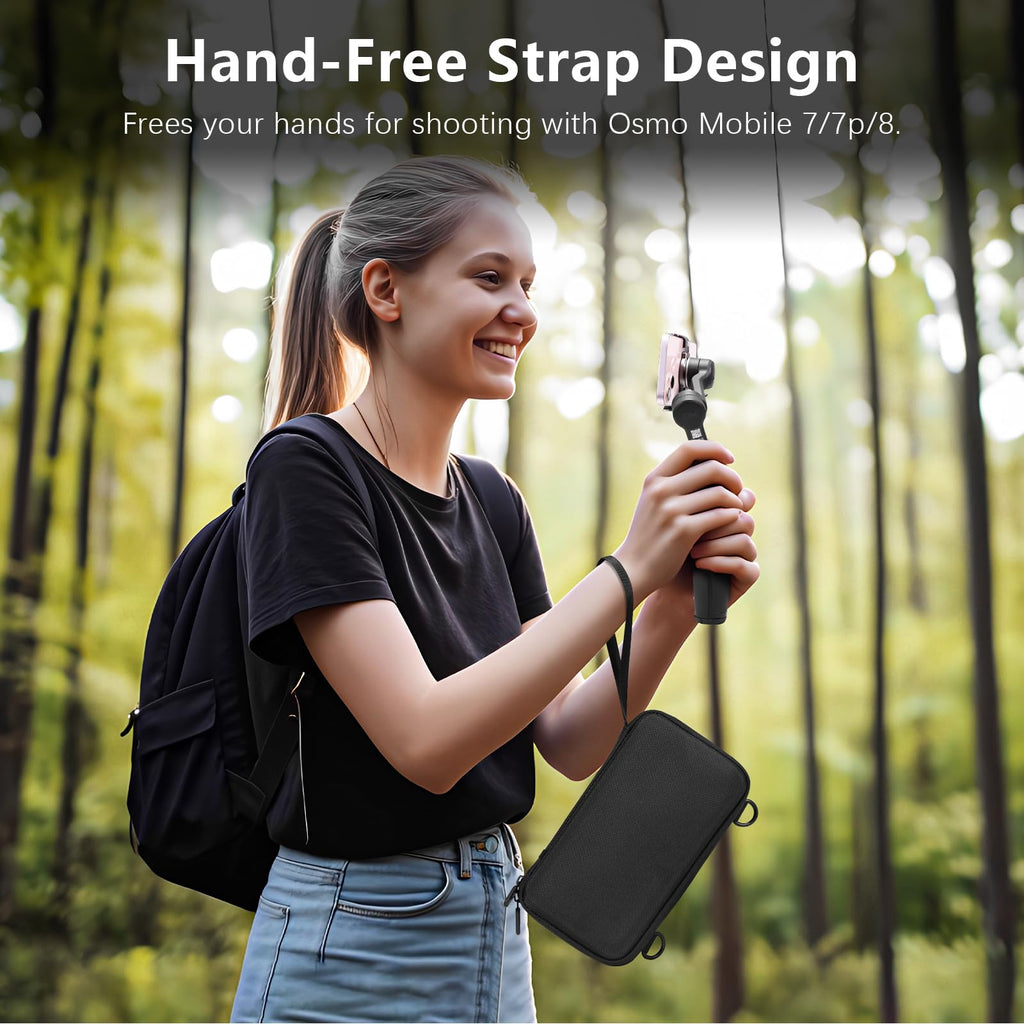 FPVtosky Osmo Mobile 7/Osmo Mobile 7P väska, nylon resväska axelväska för DJI OSMO Mobile 7/7P huvudstabilisator/OM fyllning telefonklämma tillbehör, svart (endast fodral), Svart, Enkelhet