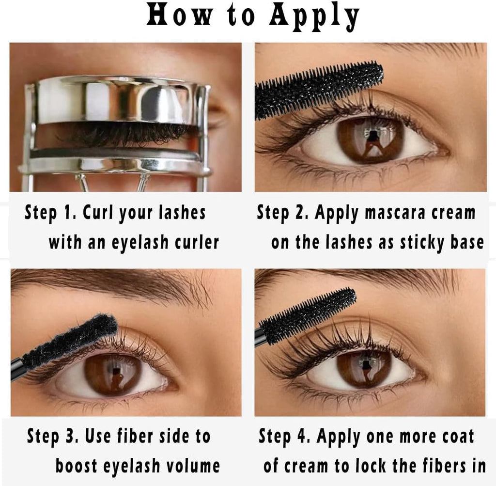 Med fiberförlängning mascara med två ändar fibermascara med falska ögonfransar effekt, build Up Fiber Deep Black