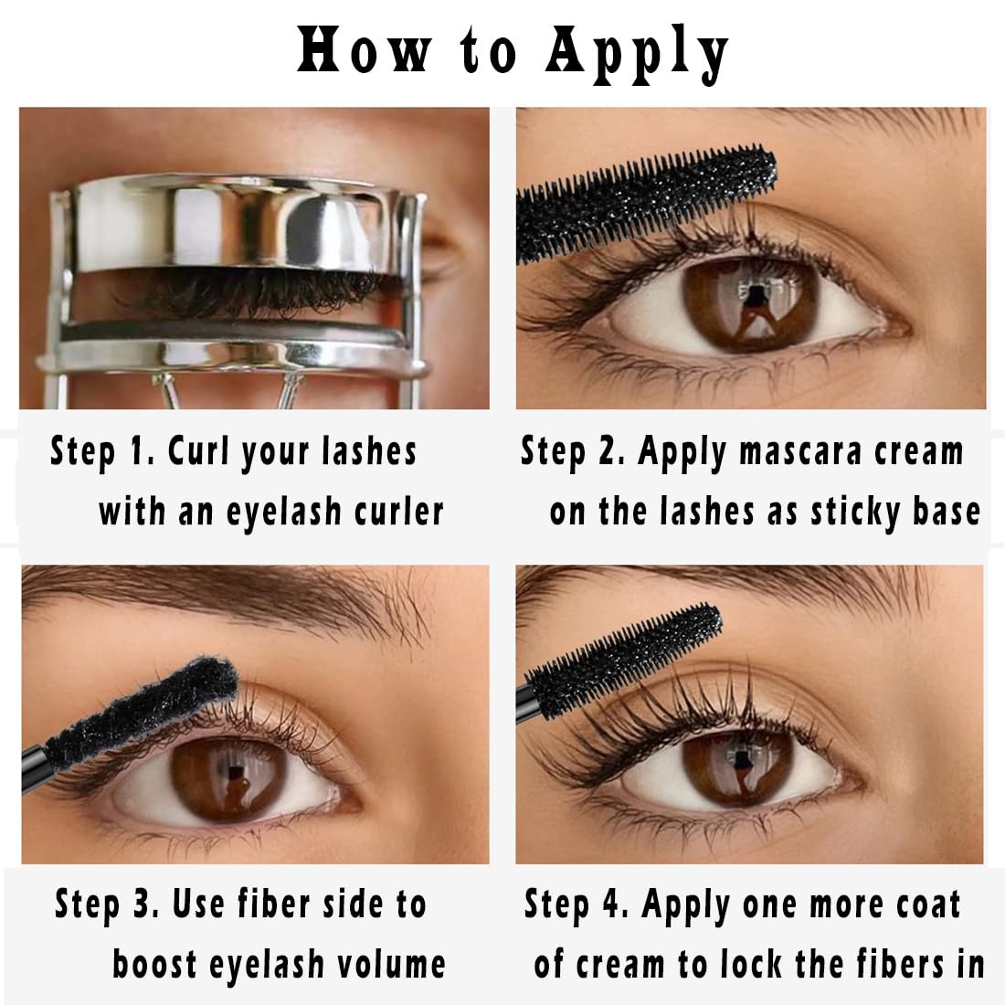 Med fiberförlängning mascara med två ändar fibermascara med falska ögonfransar effekt, build Up Fiber Deep Black