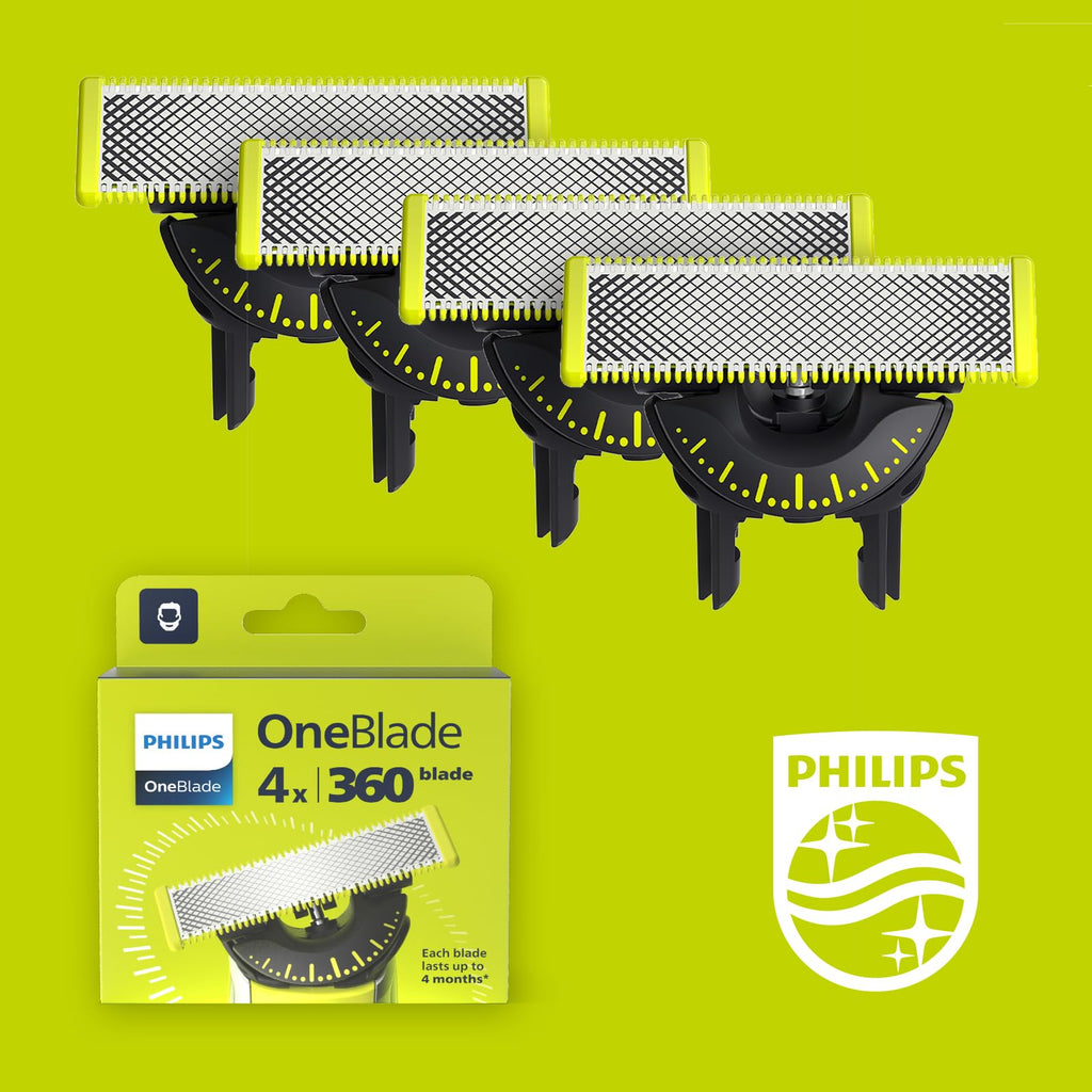 Philips OneBlade Original 360-rakblad för alla OneBlade- och OneBlade Pro-modeller, 4-pack (modell QP440/50)