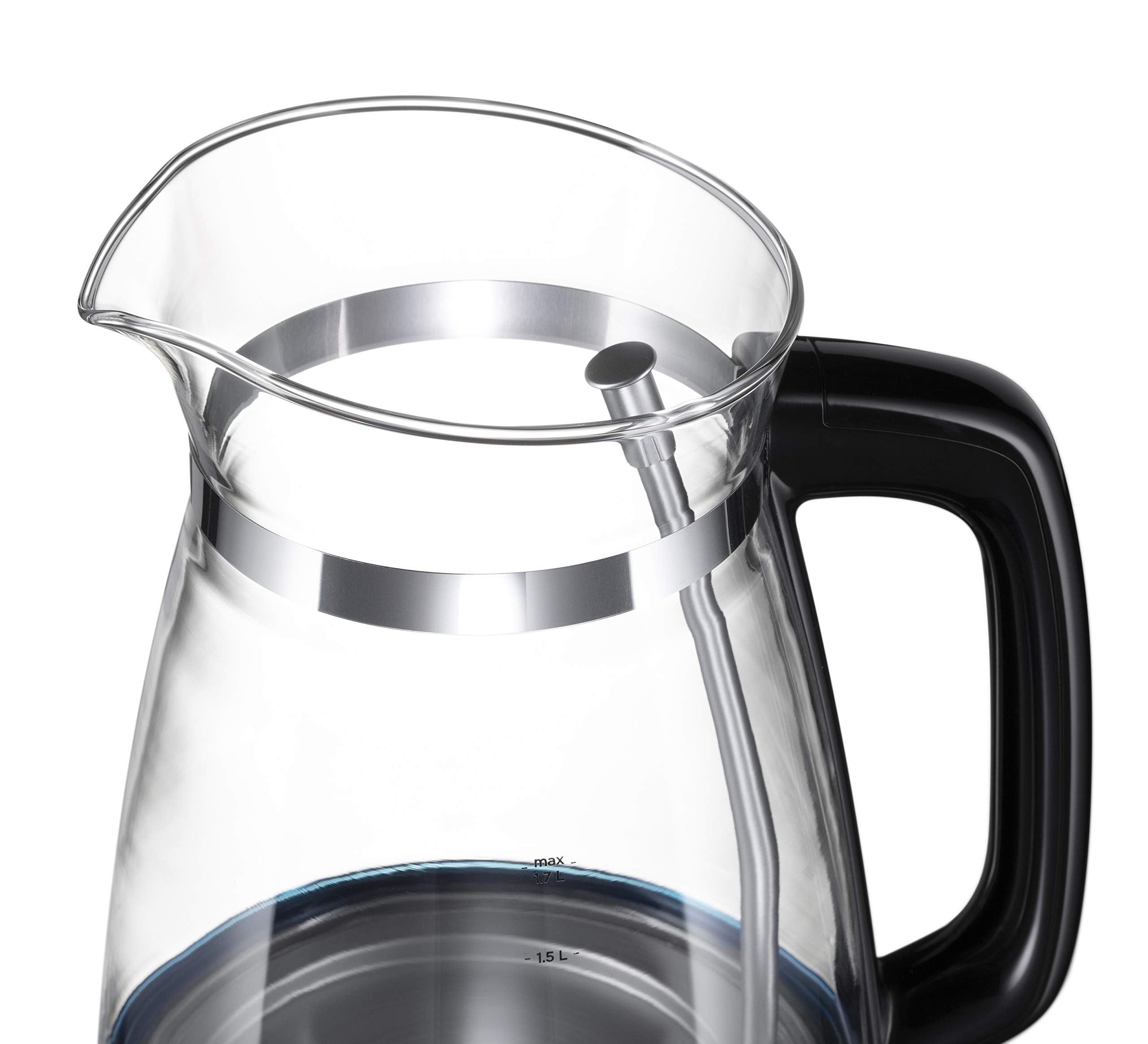 Russell Hobbs Vattenkokare i glas, 1.7l, 2400W, blå LED-belysning, snabbkokningsfunktion, avtagbart lock, perfekt hällpip, 360° bas med sladdförvaring, Classic 26080-70