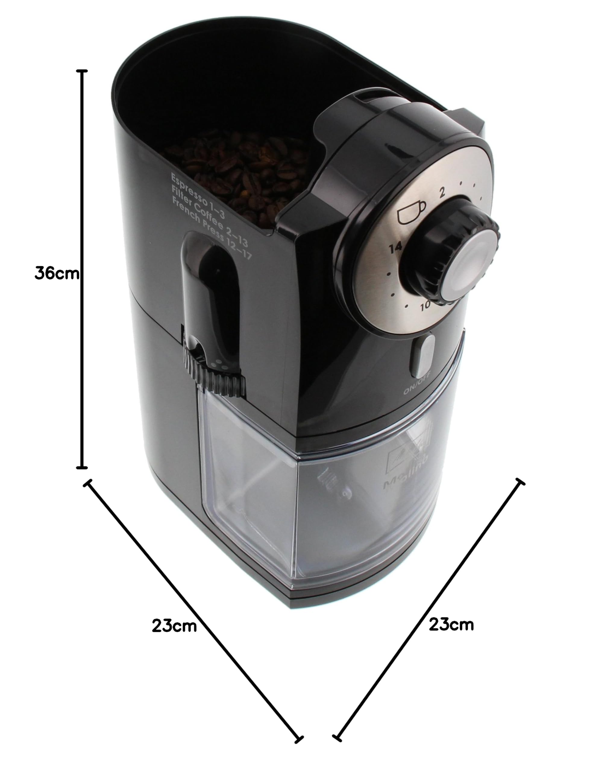 Melitta Molino elektrisk kaffekvarn 1019-02: smidig och användarvänlig kaffekvarn som ger ett perfekt färskmalet kaffe till varje tillfälle, svart