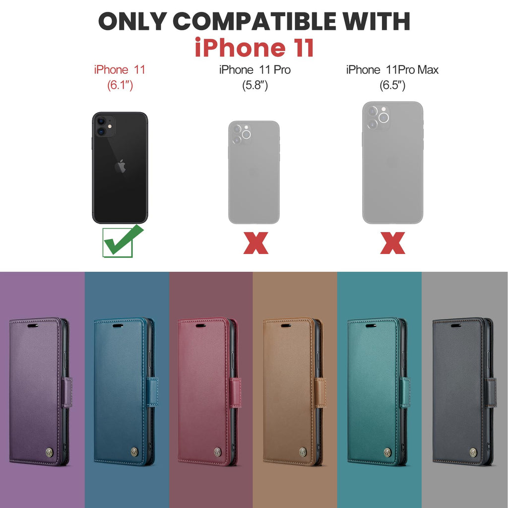 Skal för iPhone 11 Case, Läderfodral Plånbok Skal, [TPU-skal] [Kortplatser] [Kickstand] stöttåligt folio flipfodral Wallet Leather Cover för iPhone 11, Svart