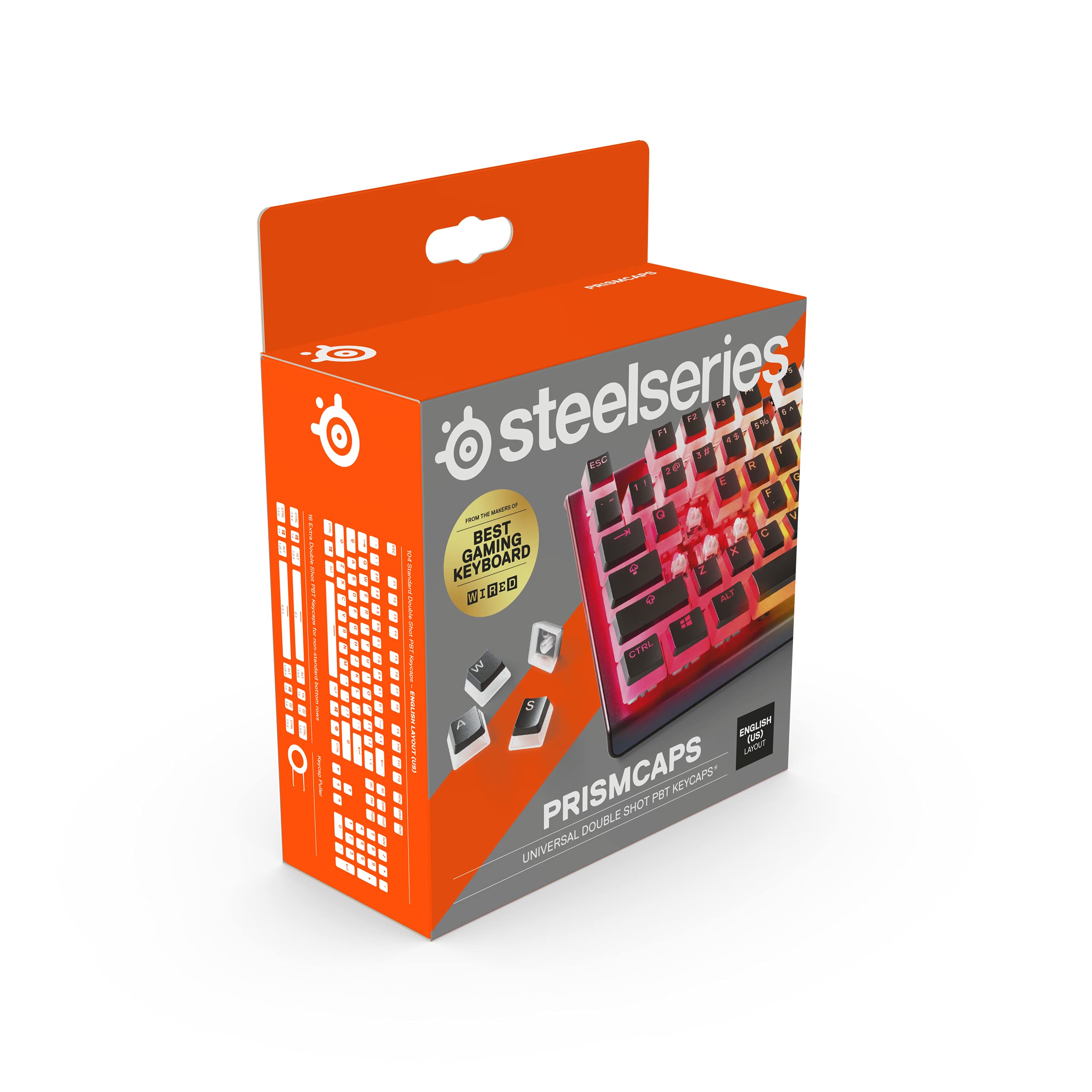 SteelSeries PrismCaps – Double Shot Pudding-style Keycaps – hållbar PBT-termoplast – kompatibel med de flesta mekaniska tangentbord – MX-stammar – svart (US Layout