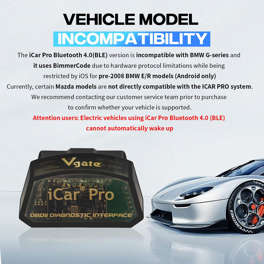 Vgate iCar Pro BLE 4.0 OBD2 diagnosverktyg Felkodsläsare OBDII-kompatibel biladapter Kontrollera motorlampa för iOS, Android och Windows