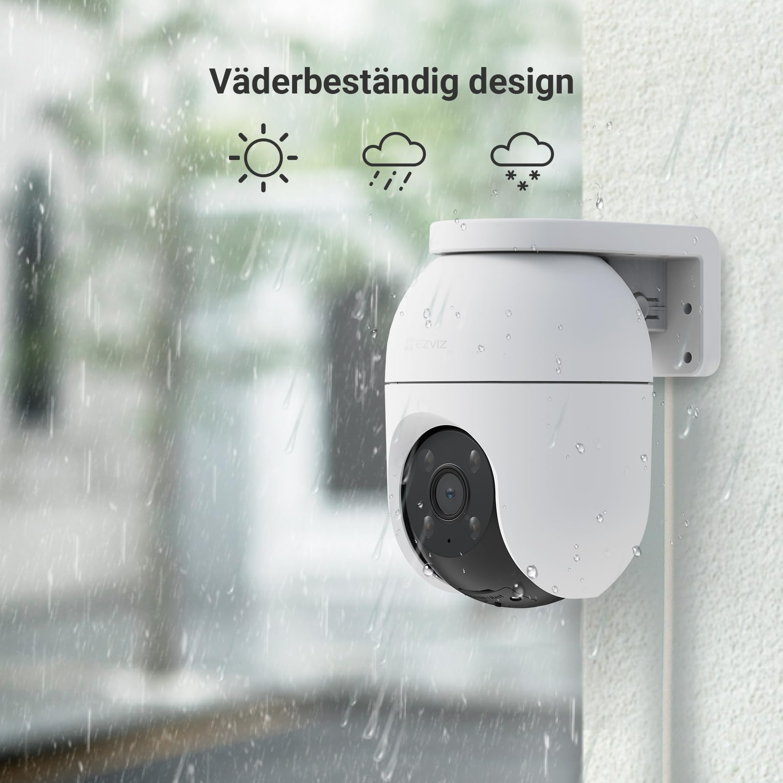 EZVIZ C8c 2MP 360° övervakningskamera Utomhus Wifi, Kamera övervakning PTZ, Color Night Vision, AI Persondetektering, Auto Zoom Tracking, Tvåvägsljud, Siren, Alexa/Google, Security Camera Outdoor