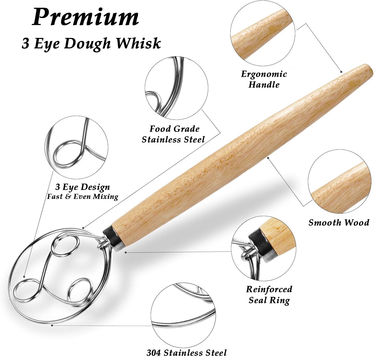 Bread Proofing Basket Set Of 2 Round and Oval, Banneton Proofing Basket + Danish Dough Whisk + Bread Scoring Lame + Stainless Steel Dough Scraper + Flexible Dough Scraper, Sourdough Tools Kit