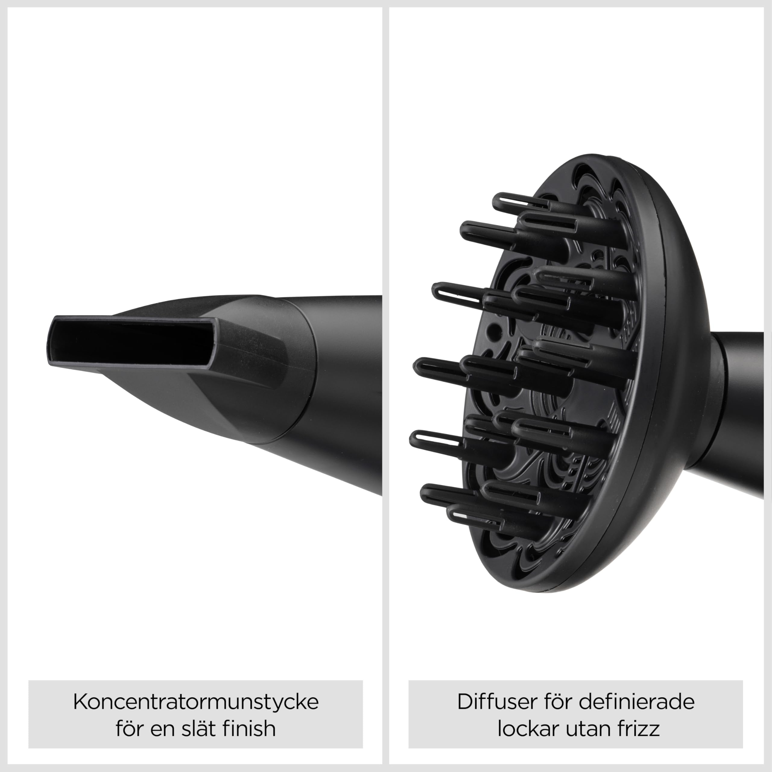 BaByliss Turbo Smooth Hårfön - 2200 W Kraftfull Hårtork, Stor Diffuser, Joniserad Frissfri Styling, 3 Värme- & 2 Hastighetsinställningar, Svart, D572DE