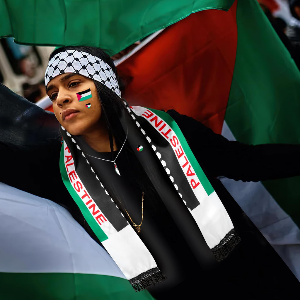 DPKOW Palestina Flagga Tillbehör - Armband, Halsband, Halsduk och Tatueringar för Nationellt Stöd