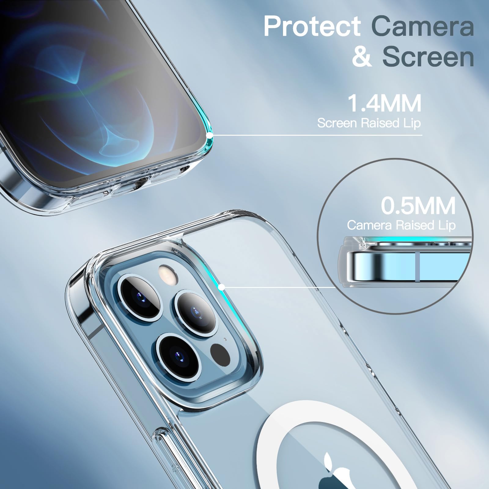 JETech Magnetisk Skal för iPhone 12 Pro Max 6,7 Tum för MagSafe Trådlös Laddning, Stötskyddad Telefon Bumper Case, Repfri Klar Tillbaka (Klar)