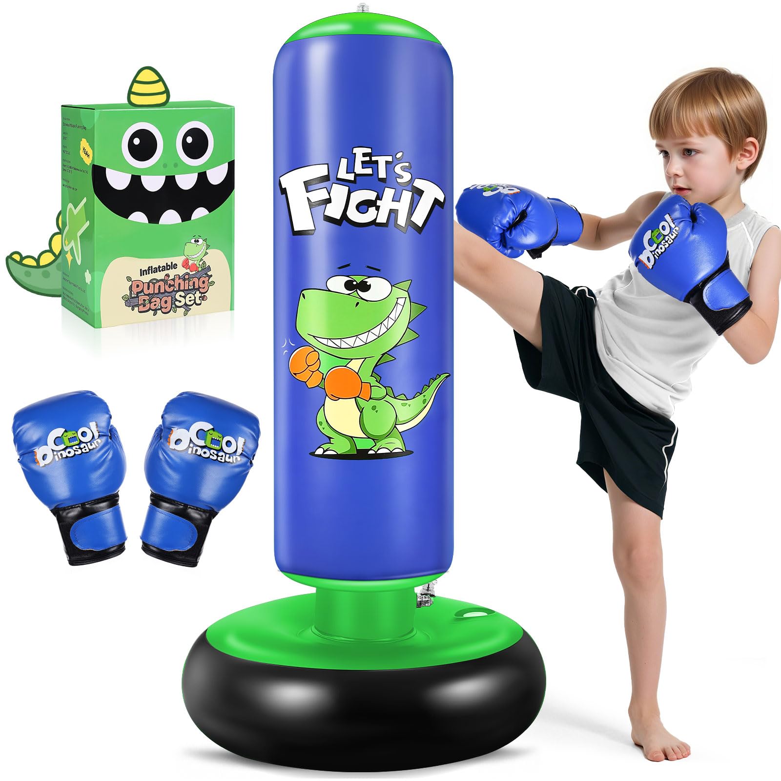Boxningsväska för barn, uppblåsbar boxningssäck för barn, 120 cm - perfekt för karate, taekwondo, perfekt present till pojkar och flickor från 3 till 8 år