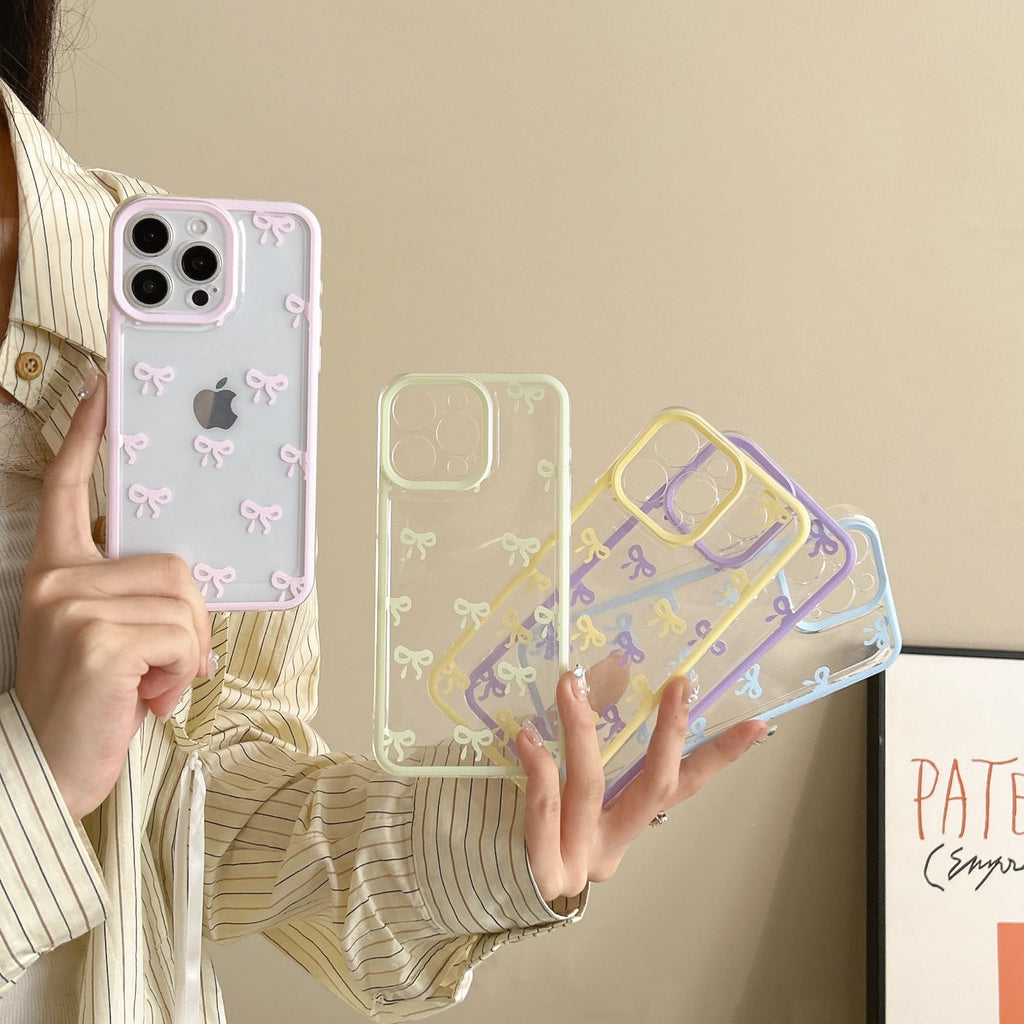 Eyzutak Fodral för iPhone 13 Pro Max, klart, sött rosettmönster, estetiskt transparent telefonskal, upphöjt kameraskydd, elegant, tunt, mjukt, hållbart, skyddande TPU-skal, för kvinnor, flickor, rosa
